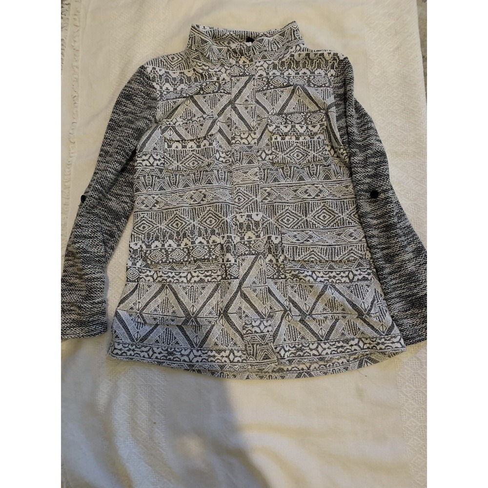 Stoosh Designer Geometric Black White Lift Sleeve Shirt Jacket Zip Woman's‎ M